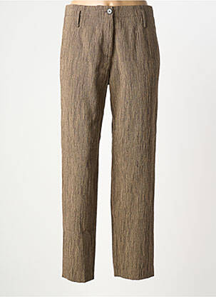 Pantalon drept închidere cu fermoar sub clapetă cu nasturi mărime normală maro POMANDERE femme