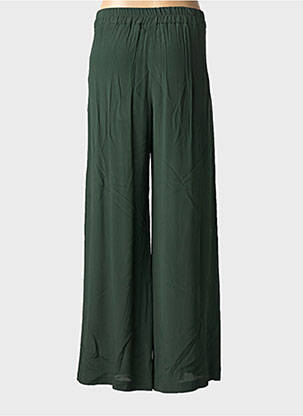 Pantalon larg țesătură poplin talie înaltă verde MOMONI femeie