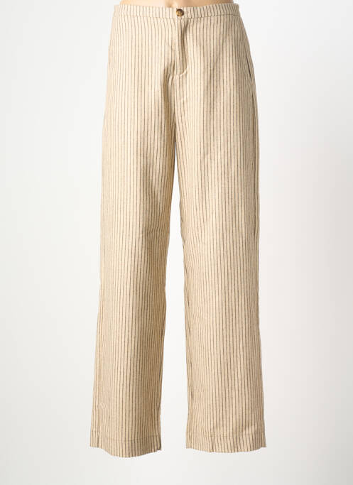 Pantalon larg închidere cu fermoar sub clapetă cu nasturi mărime normală bej HOD femme