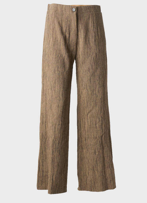 Pantalon larg închidere cu fermoar sub clapetă cu nasturi mărime normală maro POMANDERE femme