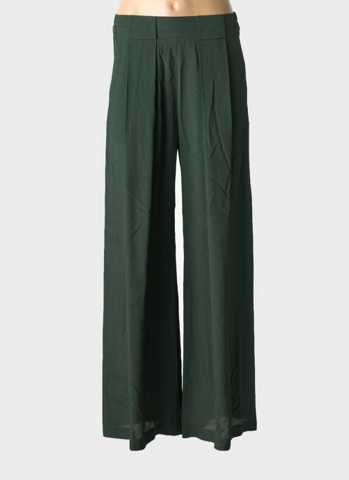 Pantalon larg țesătură poplin talie înaltă verde MOMONI femme