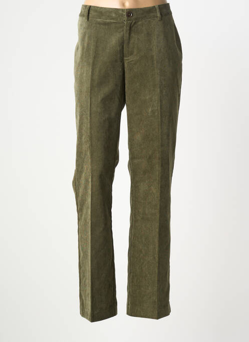 Pantalon drept închidere cu fermoar sub clapetă cu nasturi mărime normală verde MKT STUDIO femme