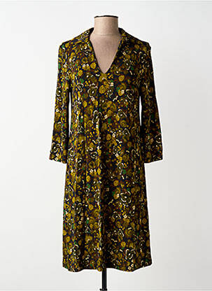 Rochie midi imprimeu fantezie mâneci lungi verde SIYU femme