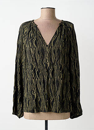 Bluză imprimeu fantezie mâneci lungi verde FIVE femme