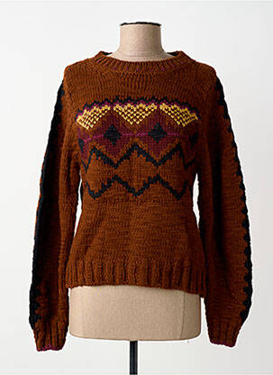 Pulover croială cambrată mâneci lungi maro MAISON HOTEL femme