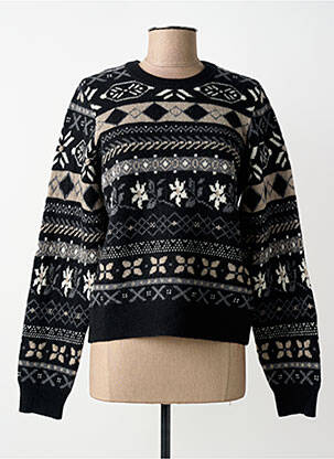 Pulover guler rotund mâneci lungi negru SKALL STUDIO femme