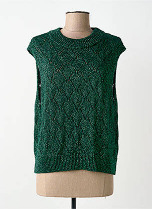 Pulover croială dreaptă mâneci scurte verde LEON & HARPER femeie