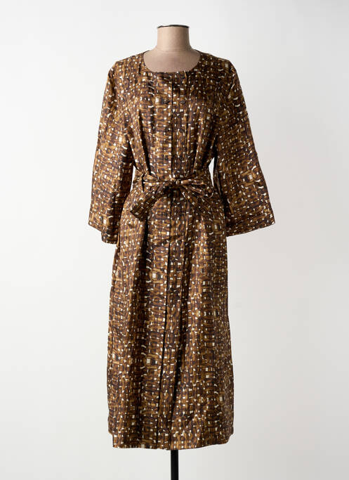 Rochie midi imprimeu fantezie mâneci lungi maro SOEUR femme