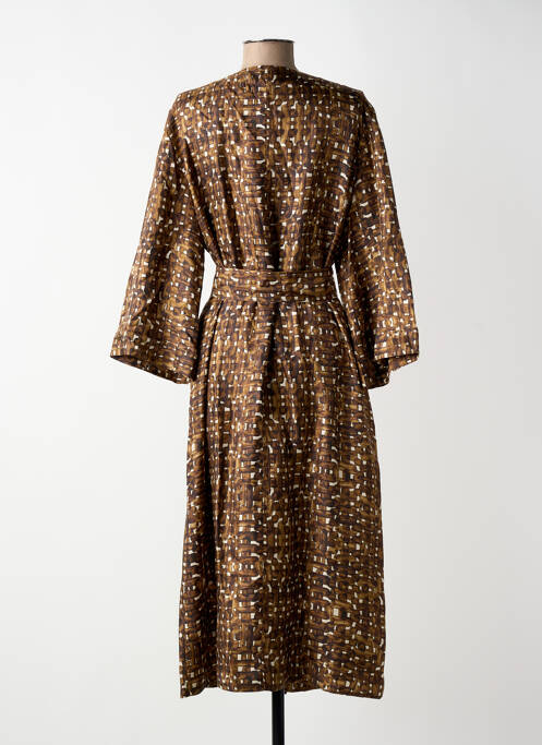 Rochie midi imprimeu fantezie mâneci lungi maro SOEUR femme