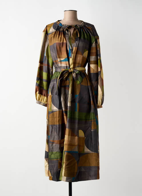 Rochie midi imprimeu fantezie mâneci lungi verde SOEUR femme