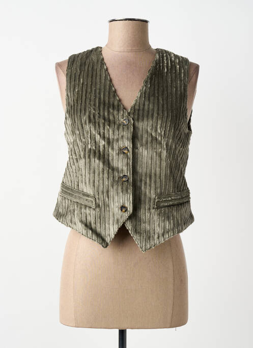 Vestă fără mâneci croială cambrată verde GOODMATCH femme