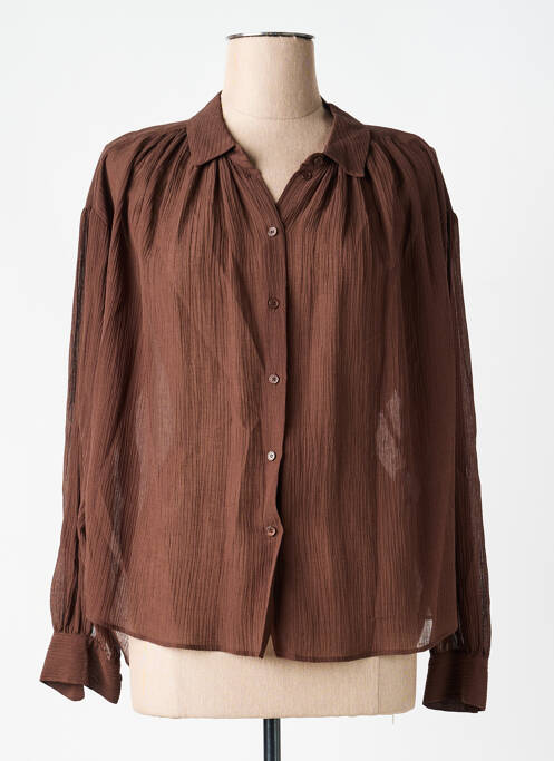 Cămașă croială dreaptă mâneci lungi maro MASSCOB femme