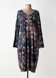 Rochie midi imprimeu fantezie mâneci lungi albastru ORIENTIQUE NATURALLY femeie