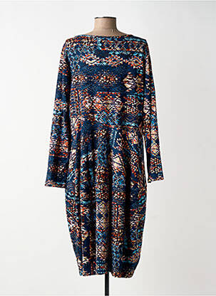 Rochie midi imprimeu fantezie mâneci lungi albastru ORIENTIQUE NATURALLY femeie