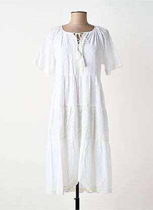 Rochie midi mâneci scurte mâneci scurte alb ORIENTIQUE NATURALLY femeie