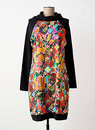 Rochie midi imprimeu fantezie mâneci lungi negru MALOKA femme