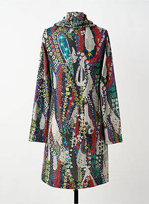 Rochie midi imprimeu fantezie mâneci lungi albastru MALOKA femeie
