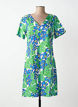 Rochie scurtă închidere cu fermoar la spate mâneci scurte verde MADE IN SENS femme