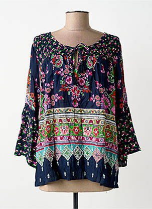 Bluză imprimeu fantezie mâneci lungi albastru ORIENTIQUE NATURALLY femme