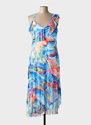 Rochie lungă imprimeu fantezie fără mâneci albastru MALOKA femme