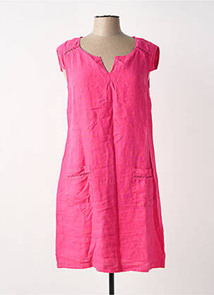 Rochie midi mâneci scurte mâneci scurte roz MALOKA femme