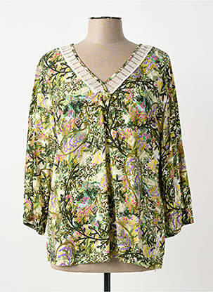 Bluză țesătură poplin mâneci 3/4 verde MALOKA femme