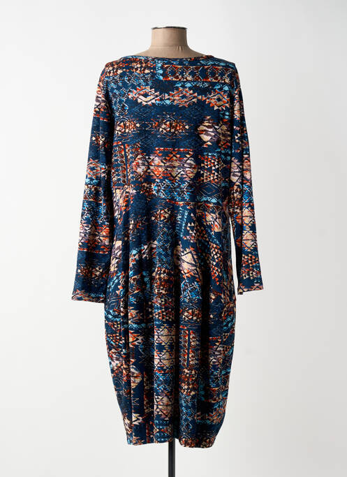 Rochie midi imprimeu fantezie mâneci lungi albastru ORIENTIQUE NATURALLY femme