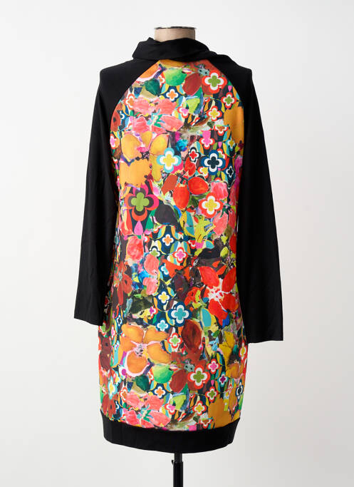 Rochie midi imprimeu fantezie mâneci lungi negru MALOKA femme