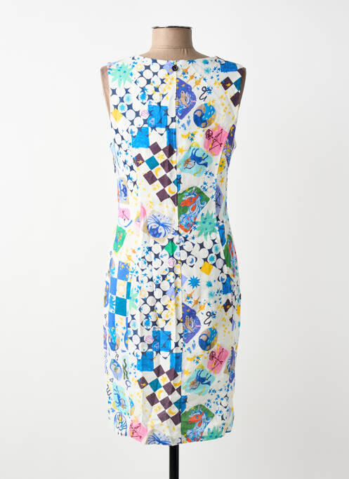 Rochie midi imprimeu fantezie fără mâneci albastru MALOKA femme