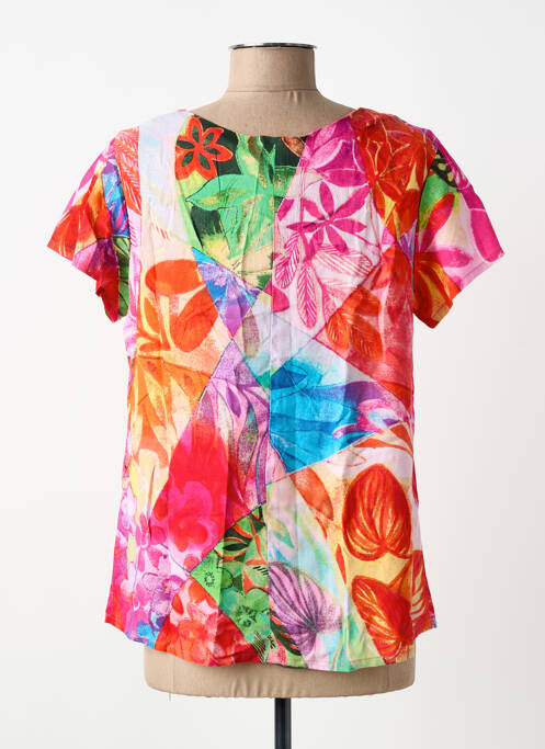 Top imprimeu fantezie mâneci scurte roz ORIENTIQUE NATURALLY femme