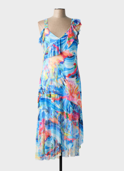 Rochie lungă imprimeu fantezie fără mâneci albastru MALOKA femme