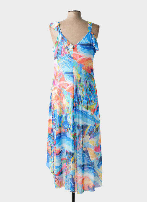 Rochie lungă imprimeu fantezie fără mâneci albastru MALOKA femme