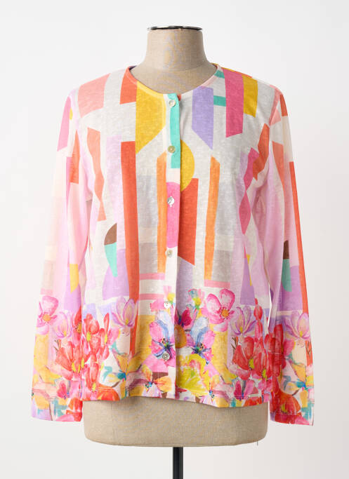 Vestă cu mâneci lungi închidere cu nasturi pe față portocaliu MALOKA femme