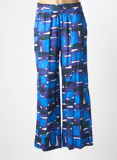 Pantalon larg țesătură poplin mărime normală albastru MADE IN SENS femme