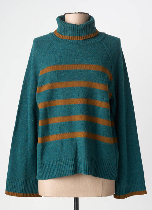 Pulover cu guler înalt țesătură melanj mâneci lungi verde BENSIMON femme