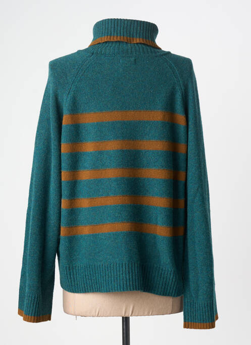 Pulover cu guler înalt țesătură melanj mâneci lungi verde BENSIMON femme