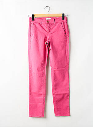 Pantalon chino țesătură poplin mărime normală roz HAPPY femeie