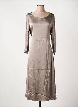 Rochie midi guler rotund mâneci 3/4 maro PAKO LITTO femme