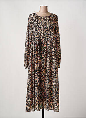 Rochie lungă căptușeală mâneci lungi maro LAURE + MAX femme