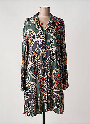 Rochie midi imprimeu fantezie mâneci lungi verde LOLA ESPELETA femme