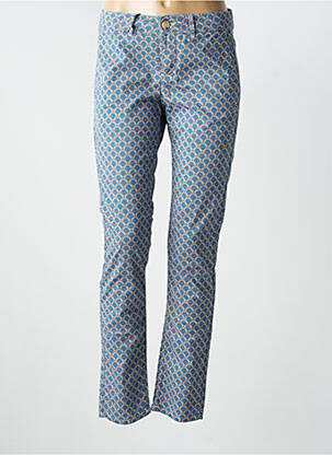 Pantalon chino țesătură poplin mărime normală albastru HAPPY femeie