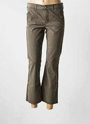 Pantalon chino țesătură poplin mărime normală verde HAPPY femeie