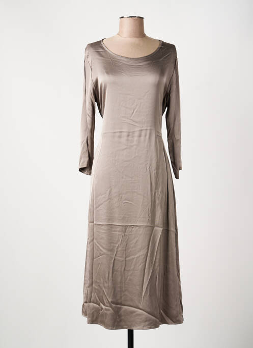 Rochie midi guler rotund mâneci 3/4 maro PAKO LITTO femme