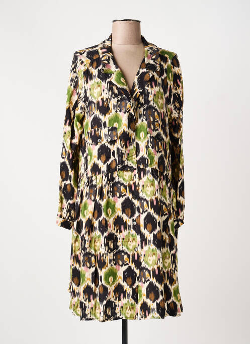 Rochie midi imprimeu fantezie mâneci lungi verde PAKO LITTO femme