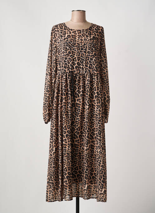 Rochie lungă căptușeală mâneci lungi maro LAURE + MAX femme