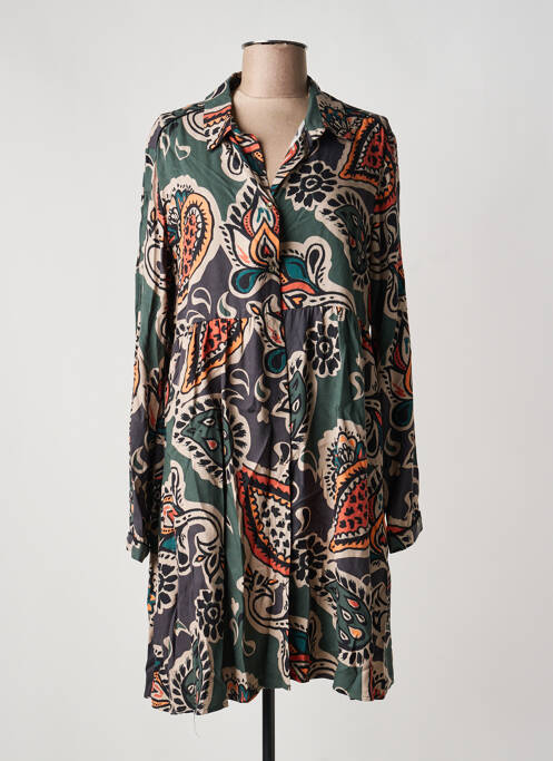 Rochie midi imprimeu fantezie mâneci lungi verde LOLA ESPELETA femme