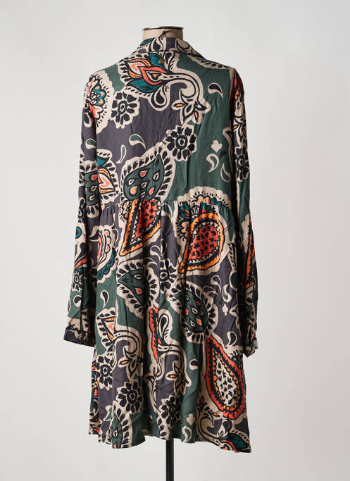 Rochie midi imprimeu fantezie mâneci lungi verde LOLA ESPELETA femme