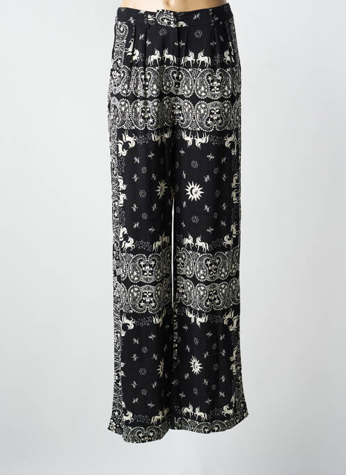 Pantalon larg închidere cu fermoar sub clapetă cu cârlig mărime normală negru LAURE + MAX femme