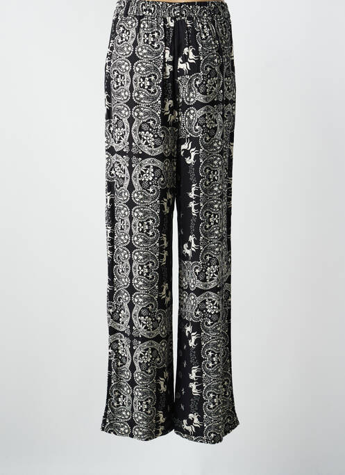 Pantalon larg închidere cu fermoar sub clapetă cu cârlig mărime normală negru LAURE + MAX femme