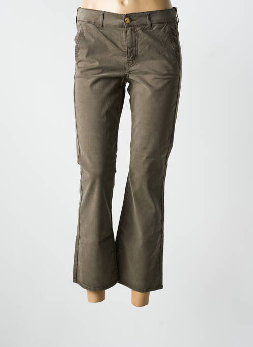 Pantalon chino țesătură poplin mărime normală verde HAPPY femme